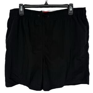 Merona Men’s Black Swim Trunks Size L Drawstring Waist 6” Inseam